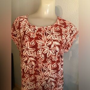 Floral Print Women's Top - Red and White